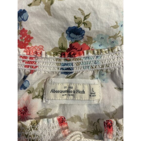 Vintage Y2K Abercrombie & Fitch Womens L Sheer Floral Peasant Top Cottagecore - Picture 3 of 9